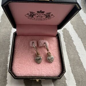 Juicy Couture Gold and Stone Heart Drop Earrings